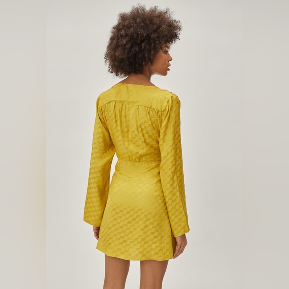 NASTY GAL satin jacquard wrap front mini DRESS - Picture 3 of 6